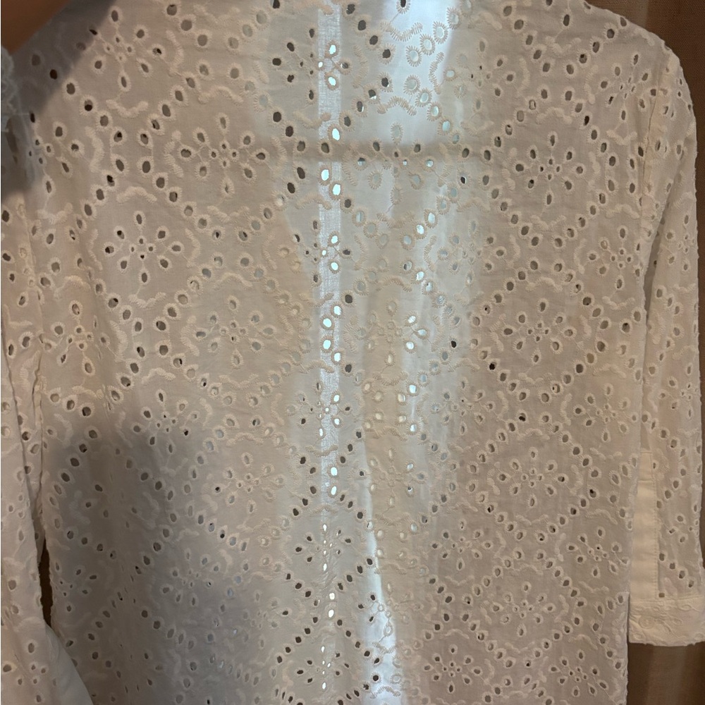 Elegant White Eyelet Women's Top